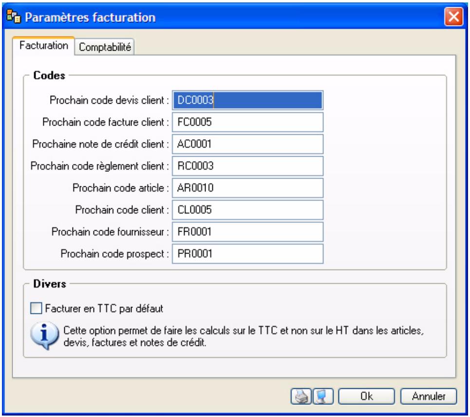 CIEL DEVIS FACTURES 5 - Onglet Facturation - 1