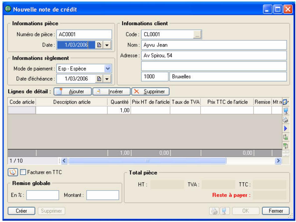 CIEL DEVIS FACTURES 5 - Etablir une note de crédit - 2