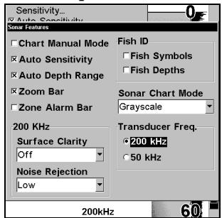 EAGLE SEACHARTER 480DF - Fréquence (Changer la Fréquence du Transducteur) (SeaFinder 480DF uniquement) - 1