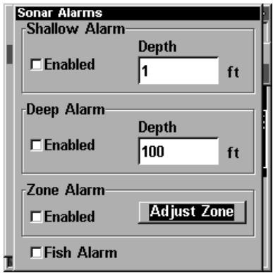 EAGLE SEACHARTER 480DF - Pour régler et activer l'alarme de zone: - 1