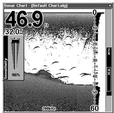 EAGLE SEACHARTER 480DF - Pour régler la sensibilité en mode automatique: - 2
