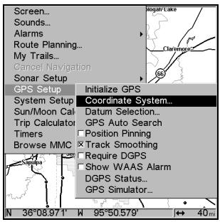 EAGLE SEACHARTER 480DF - Sélection du Systeme de Coordonnées - 1