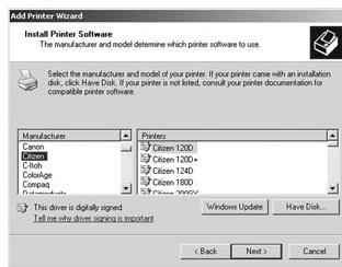 CITIZEN CLP-521 - Installation des pilotes d'imprimante - 1