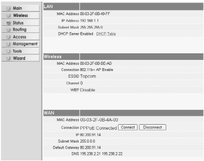 TOPCOM SKYR@CER WBR 254G - STATUT DE ConnEXION - 1