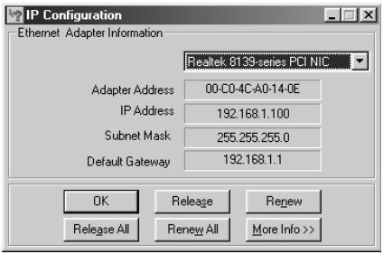 TOPCOM SKYR@CER WBR 254G - VÉRIFIEZ LA CONFIGURATION IP DE VÔTURE PC - 1