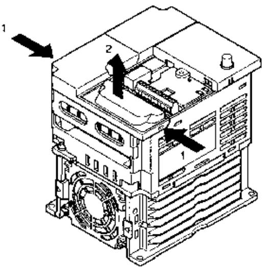 OMRON 3G3MV - Retrait du capot des bornes - 1