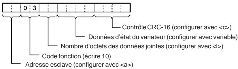 OMRON 3G3MV - Réponse à la lecture de l'état du variateur - 1