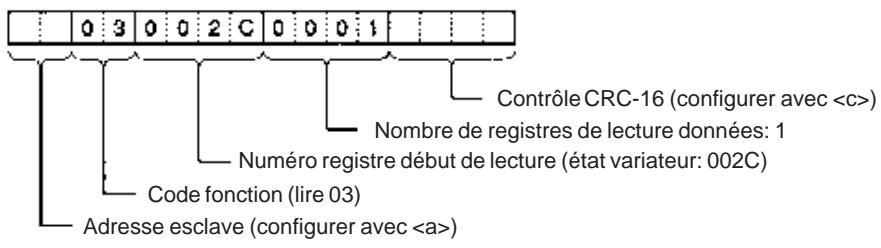 OMRON 3G3MV - - Le message DSR pour l'état du variateur - 1