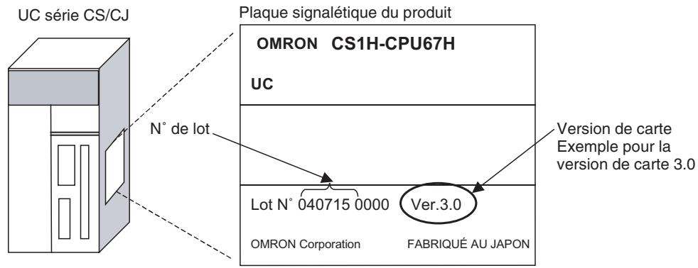 OMRON CS - Version des cartes - 1