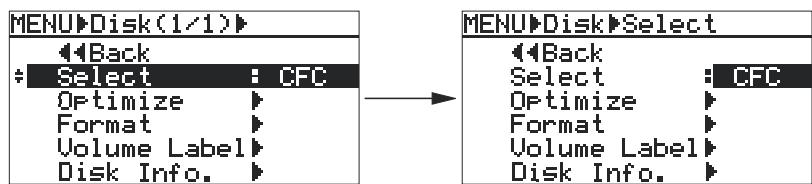 FOSTEX FR2 - Sélection de la carte mémoire à utiliser (fonction select) - 2