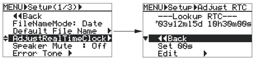 FOSTEX FR2 - 2) Sélectionnez "adjustrealtime" avec la molette [MENU], puis appuyez sur [ENTER]. - 1