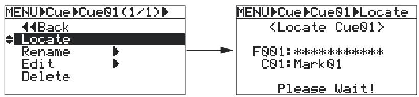 FOSTEX FR2 - 3) Sélectionnez "locate" avec la molette [MEN], puis appuyez sur la touche [ENTER]. - 1