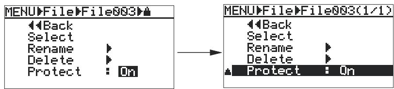FOSTEX FR2 - 4) Avec la molette [MENU], sélectionnez l'option désirée ("on" ou "OFF"), puis appuyez sur la touche [ENTER] key. - 1