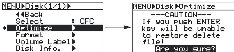 FOSTEX FR2 - Optimisation d'une carte mémoire (fonction optimize) - 2