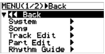 FOSTEX MR-8 HD CD - 1) Le MR-8HD/CD se trouvant à l'arrêt, appuyez sur la molette [MENU/ENTER] pour entreren mode Menu. - 1