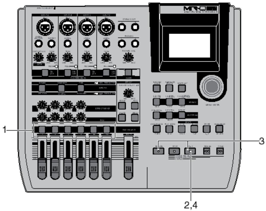 FOSTEX MR-8 HDCD - Punch in/out manuel, via les touches du panneau - 1