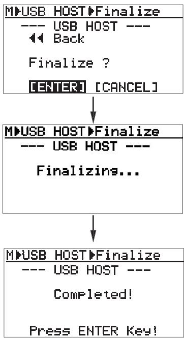 FOSTEX MR-8 MK2 - 8) Sélectionnez "[ENTER]" avec la molette de JOG, puis validez par [MENU/ENTER]. - 1
