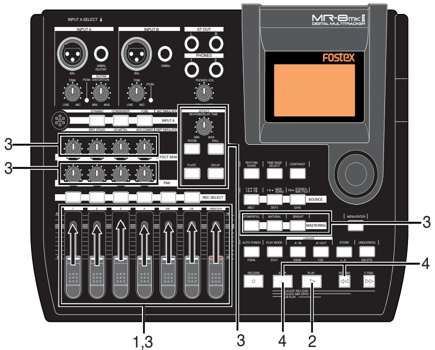 FOSTEX MR-8 MK2 - Répétition du Bounce des pistes 1 à 8 vers un nouveau morceau - 1