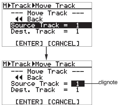 FOSTEX MR-8 MK2 - 5) Sélectionnez "Source Track = 1" avec la molette de JOG, puis validez par [MENU/ENTER]. - 1