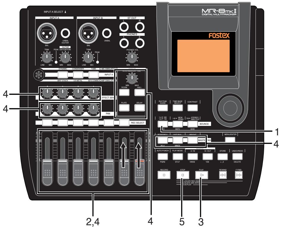 FOSTEX MR-8 MK2 - Répétition du Bounce des pistes 1 à 6 vers 7/8 - 1