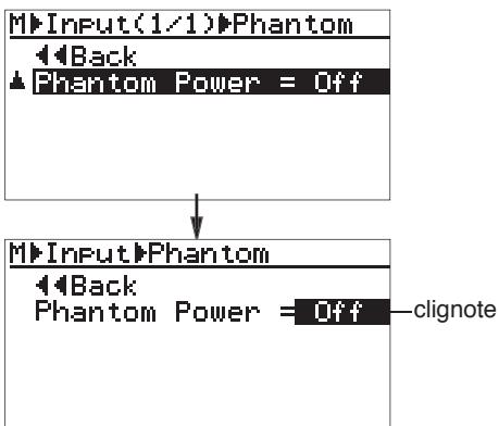 FOSTEX MR-8 MK2 - 3) Sélectionnez "Phantom Power" avec la molette de JOG, puis validez par [MENU/ENTER]. - 1