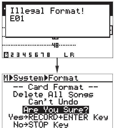 FOSTEX MR-8 MK2 - En présence d'une carte non formatée : - 1