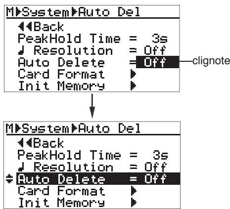 FOSTEX MR-8 MK2 - 4) Sélectionnez "Off" avec la molette de JOG, puis validez par [MENU/ENTER]. - 1