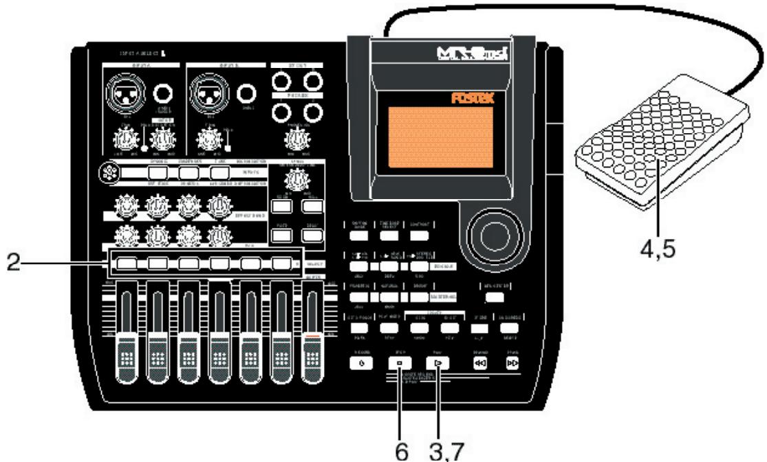 FOSTEX MR-8 MK2 - Punch In/Out au pied (avec pédale Footswitch) - 1