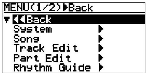FOSTEX MR-8 MK2 - Écran du mode MENU - 2