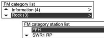 CHEVROLET AVEO - Menu AM/FM  List des catégories FM - 2