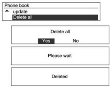 CHEVROLET AVEO - Menu Télophone → Répertoire   téléphonique → Supprimer tout - 1