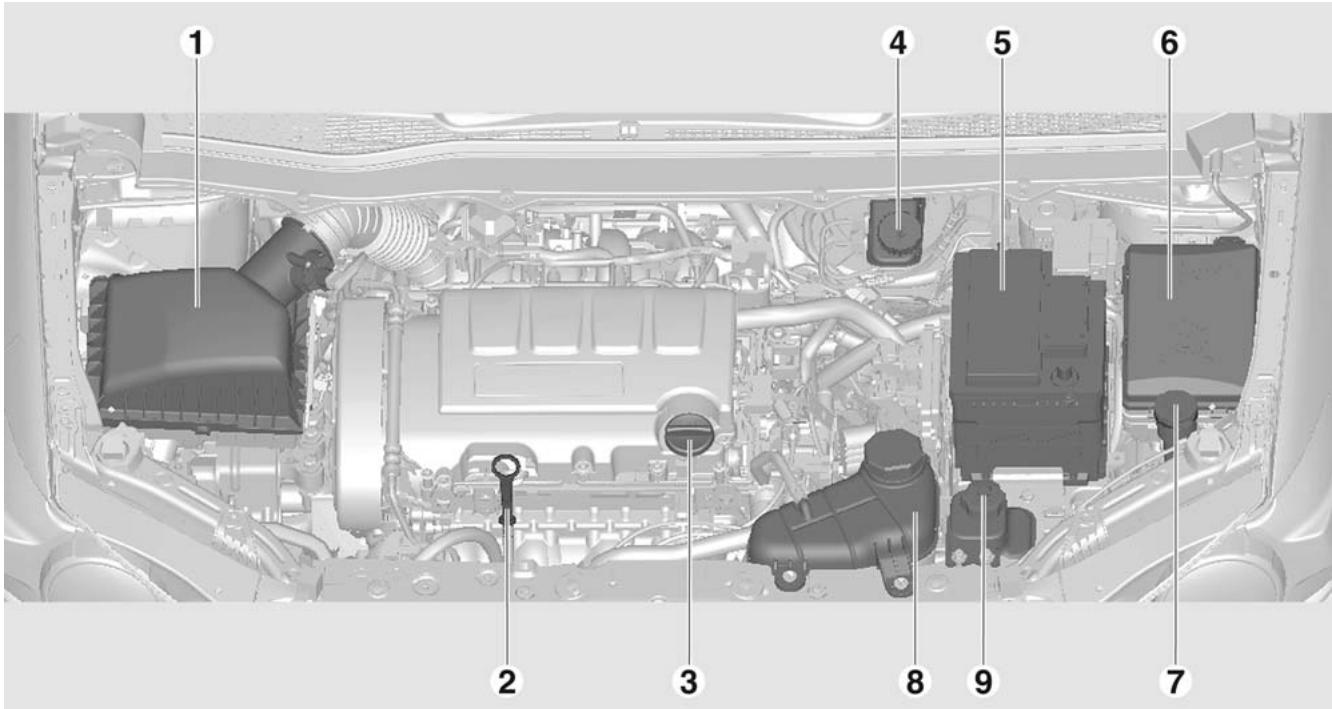 CHEVROLET AVEO - Vue d'ensemble du compartmentement moteur - 1
