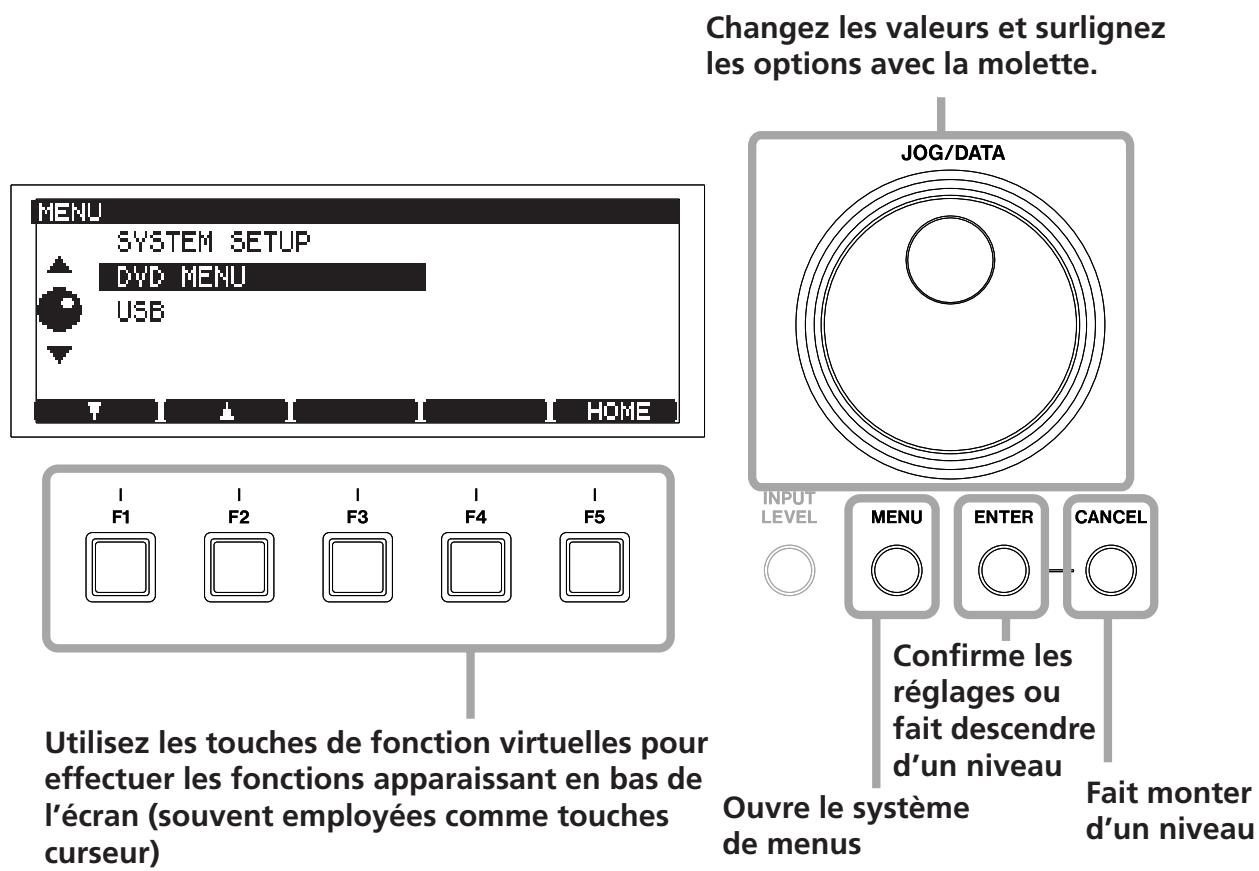 TASCAM DV-RA1000 - Exploitation du menu - 1