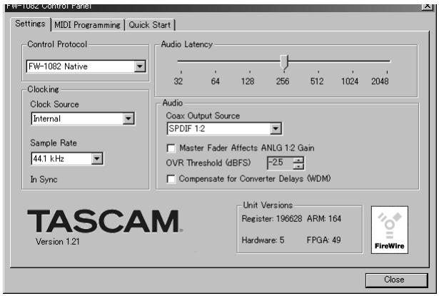 TASCAM FW-1082 - Protocole natif - 1