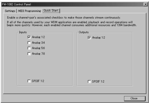 TASCAM FW-1082 - Onglet « Quick Start » (Windows uniquement) - 1