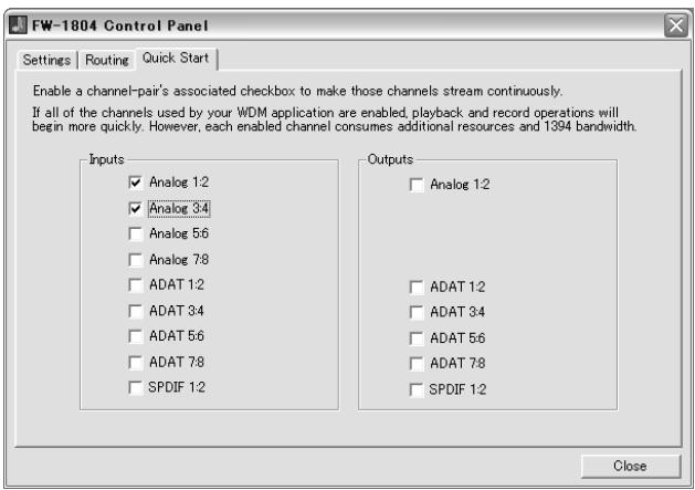 TASCAM FW-1804 - Onglet Quick Start (Windows tableau) - 1