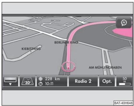 SKODA RADIO NAVIGATION SYSTEM COLUMBUS - Demarrer et stopper un guidage - 1
