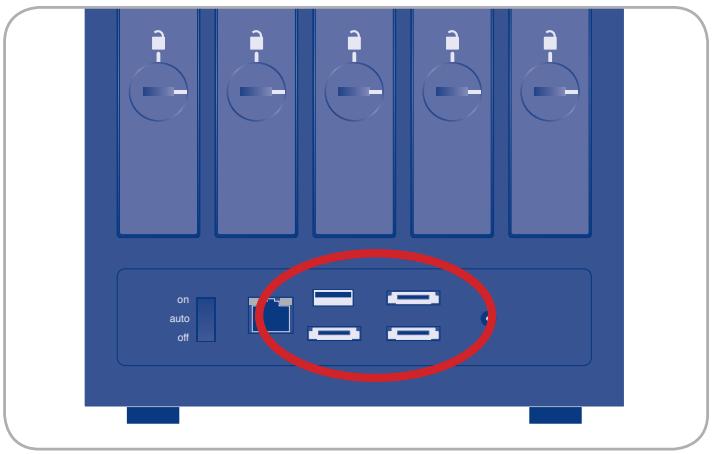 LACIE 5BIG NETWORK - Pour connecter un disque dur externe : - 1