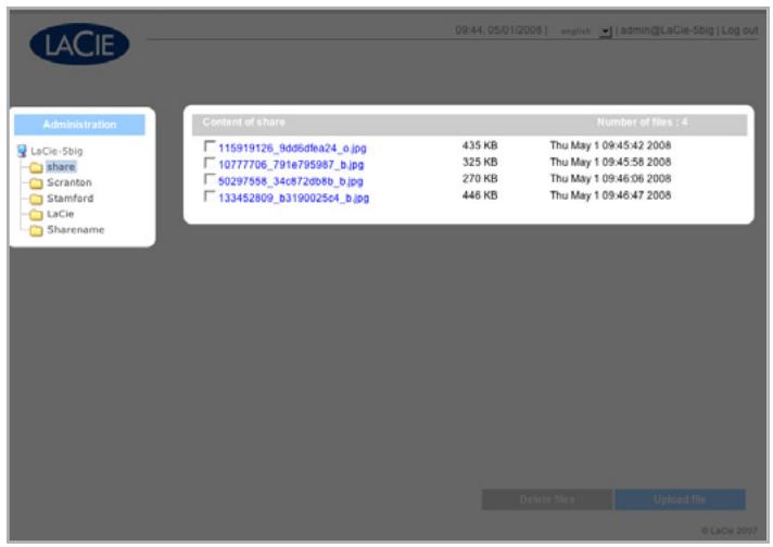LACIE 5BIG NETWORK - Pour envoyer un fichier dans un dossier : - 1