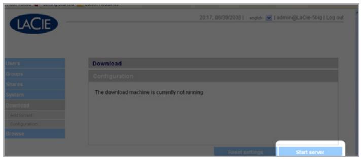 LACIE 5BIG NETWORK - Configuration de la fonction Bittorrent - 1