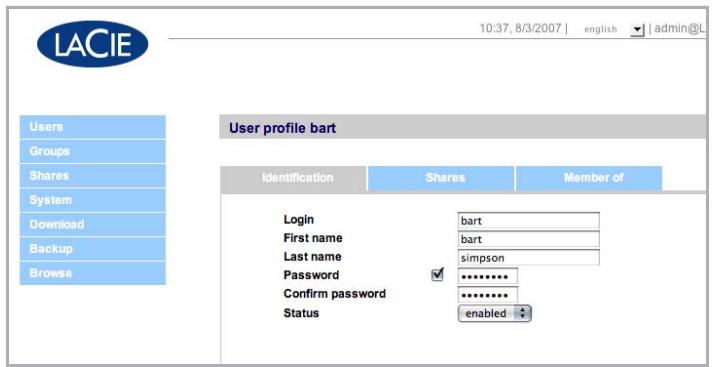 LACIE 5BIG NETWORK - Modification des comptes d'utilisateur - 2