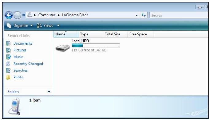LACIE LACINEMA BLACK PLAY - Copie de fichiers via USB (avec le lecteur Windows Media 11) - 2