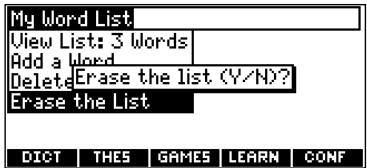 FRANKLIN MWD-1470 - Pour effacer tous les mots dans My Word List (Ma liste de mots) - 1