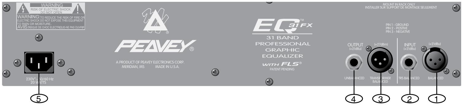 PEAVEY EQ 31FX - CHARACTERISTIQUES DU PANNEAU ARRIÈRE: PANNEAU ARRIÈRE - 1
