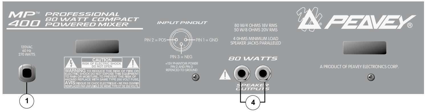 PEAVEY MP 400 - REAR PANEL - 1