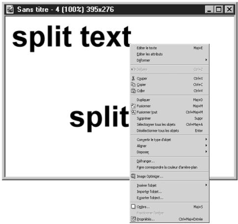 ULEAD PHOTOIMPACT XL - Fractionner le texte - 3
