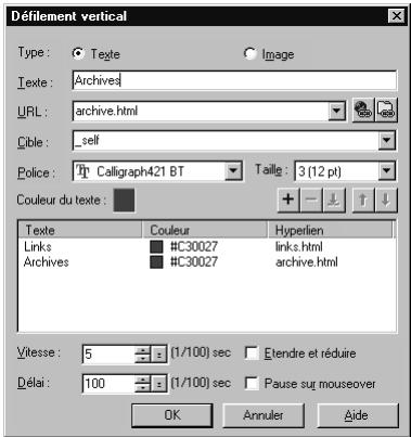 ULEAD PHOTOIMPACT XL - Pour créer un effet de Défilement vertical : - 2