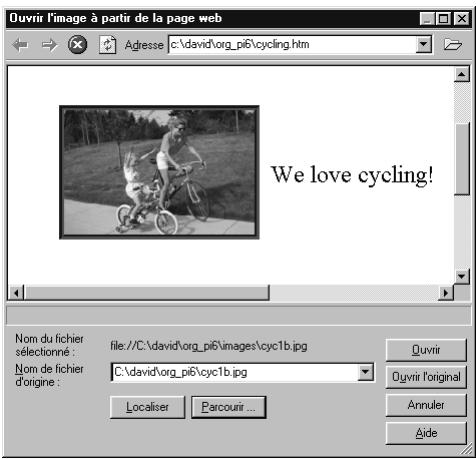 ULEAD PHOTOIMPACT XL - Pour ouvrir le fichier d'origine d'une page web : - 1