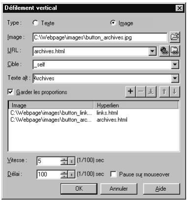 ULEAD PHOTOIMPACT XL - Pour créer un effet de Défilement vertical : - 1