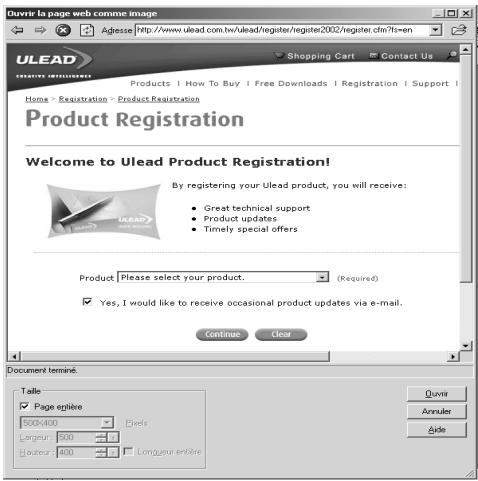 ULEAD PHOTOIMPACT XL - Pour ouvrir une page web comme image unique : - 1